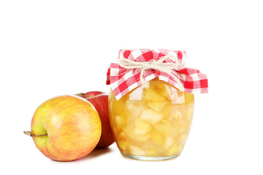 Apple jam isolated on a white