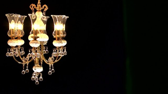 luxury crystal chandelier on a black background