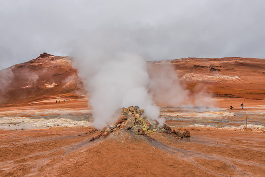 Volcanic activity as hot springs on Iceland, summer time