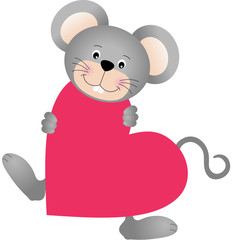 Mouse on heart shaped
