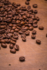 Coffee on grunge wooden background