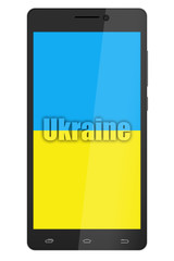 Ukrainian flag on smartphone screen