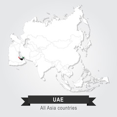 UAE. All the countries of Asia. Flag version.