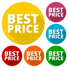 Best Price icons set with long shadow