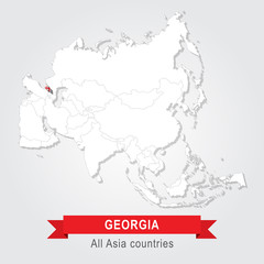 Georgia. All the countries of Asia. Flag version.