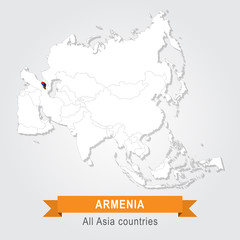 Armenia. All the countries of Asia. Flag version.