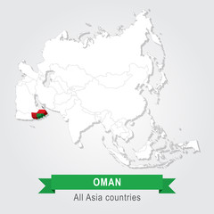 Oman. All the countries of Asia. Flag version.