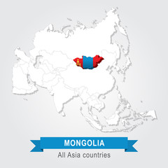 Obraz premium Mongolia. All the countries of Asia. Flag version.