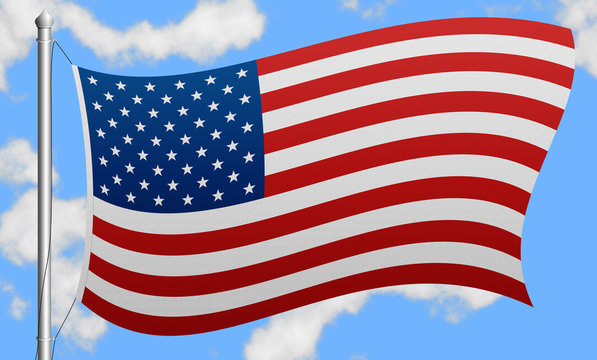 USA flag on a background of sky