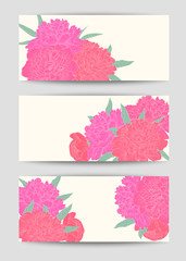 Beautiful Set of horizontal banners with flowers. Hand-drawn background for greeting cards and invitations of the wedding, birthday, mother's Day and other holiday and cute summer background.