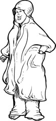 Outline of Happy Woman in Robe
