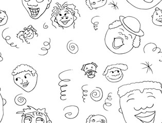 Outlined Pattern of Happy People