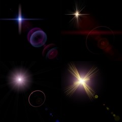 collage with suns and rays