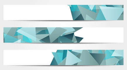Collection of 3 isolated abstract colorful banners with triangle