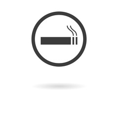 Dark grey icon for smoking allowed on white background with shad - 95896241