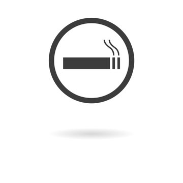Dark grey icon for smoking allowed on white background with shad