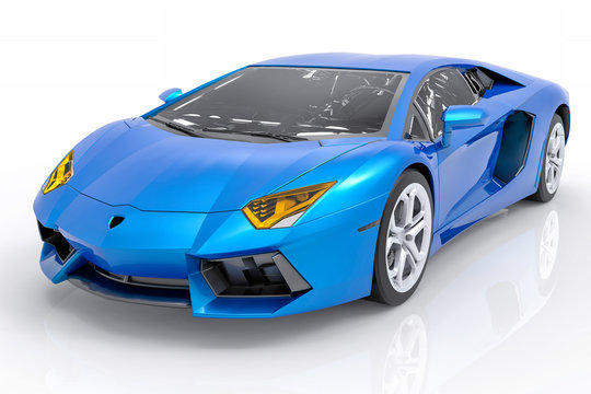 Fototapeta 3D Isolated Blue Sport Car