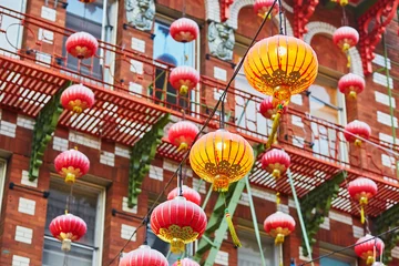 Fotobehang Red Chinese lanterns in Chinatown of San Francisco © Ekaterina Pokrovsky