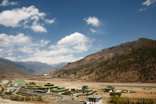 Paro Airport in the Mountains - Bhutan