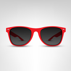 Sunglasses vector illustration. Red rim.