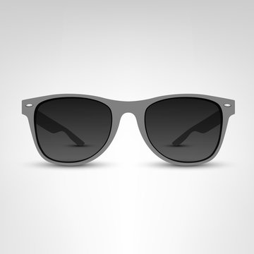 Sunglasses vector illustration. Grey rim.