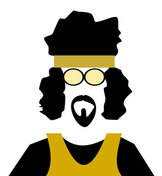 Groovy Retro Man With Afro Hair And Headband