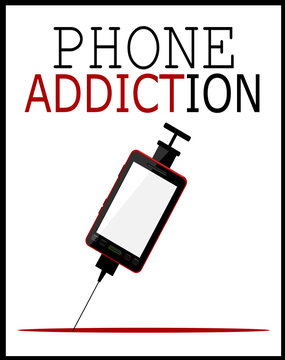phone addiction design with cell phone needle