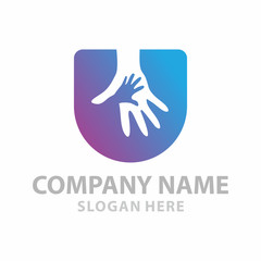 Initial U Helping hand logo icon