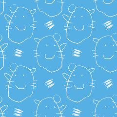 Cat faces seamless pattern, vector background