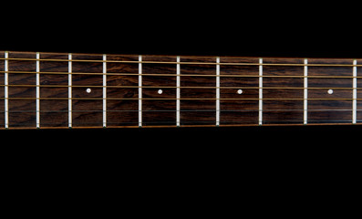 Guitar neck on a Black Background