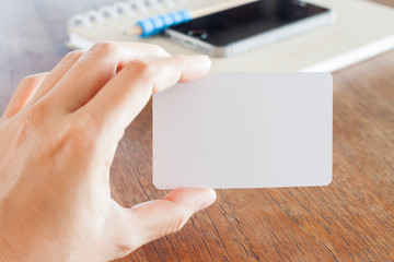Obraz premium Woman hold blank business cards
