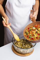 Cooking eggplant with vegetables