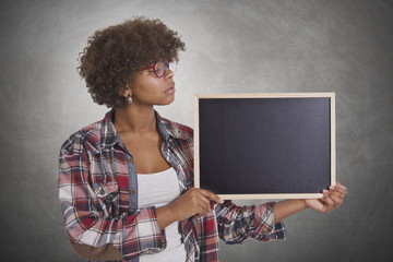girl with blackboard