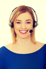 Beautiful young call-center woman.