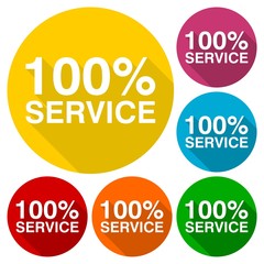 100% service icons set with long shadow