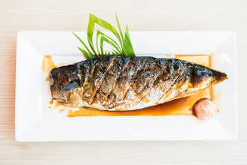 Grilled Saba fish with black sweet sauce