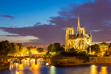 Notre Dame Cathedral Paris dusk