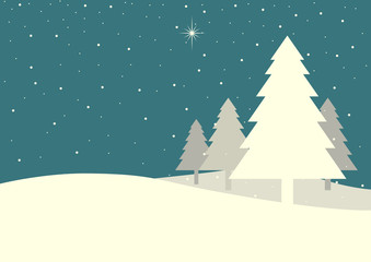 Pine Trees In Vintage Colour