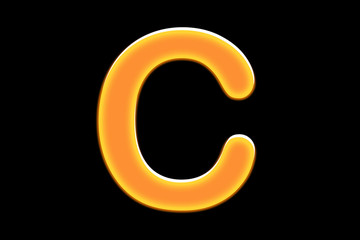 FONT or LETTER and colour design of ALPHABET in joyful bright orange colour tone