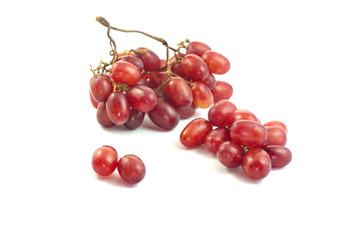 red grapes on white background