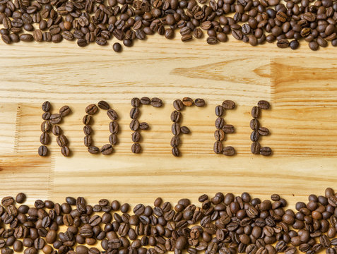 Fototapeta inscription from grains of coffee.