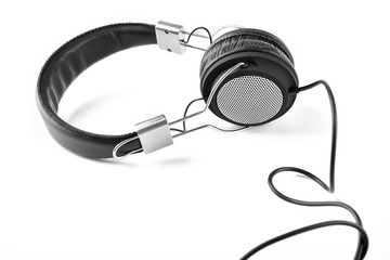 Black headphones isolated on white