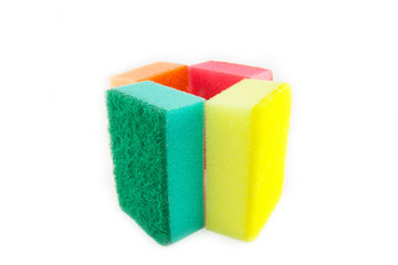 Sponge scouring pads on an isolated white background