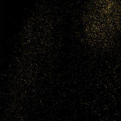 Gold glitter texture on a black background. Golden explosion of confetti. Golden grainy abstract  texture on a black  background. Design element. Vector illustration,eps 10.