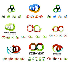 Set of company logotype branding designs, swirl infinity loop concept icons isolated on white