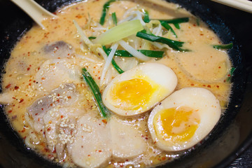 Ramen soup with soft boiled egg