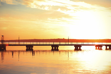 Sunset on embankment
