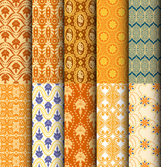 collection of floral patterns for making damask wallpapers, vintage styles, pattern swatches included,