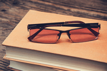 Two books and glasses