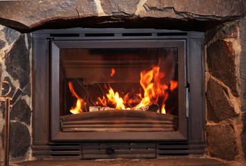 Fire in fireplace